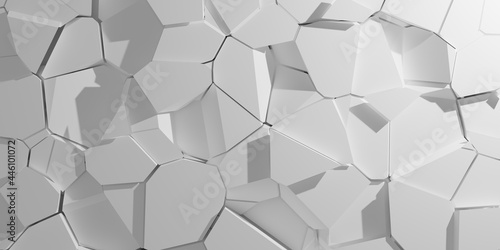 Abstract white voronoi block background. 3D rendering. photo
