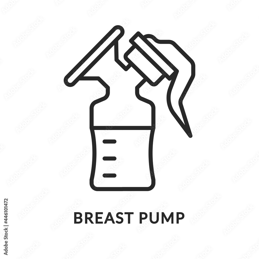 Breast pump flat line icon. Breastfeeding equipment. Breast pump flat line icon. Breastfeeding equipment.