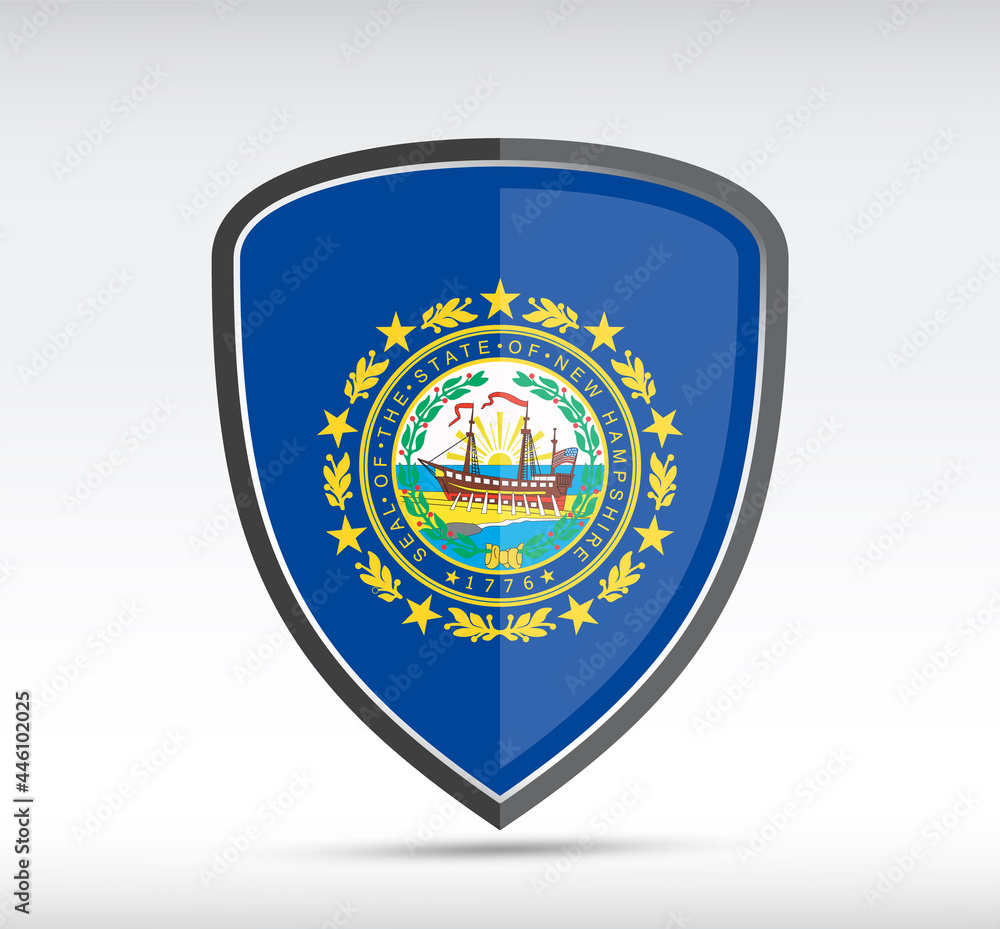Shield icon with New Hampshire State Flag Shield icon with New Hampshire State Flag