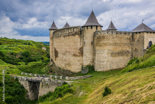 Exterior of Khotyn Fortress, fortification complex in Khotyn town, Ukraine