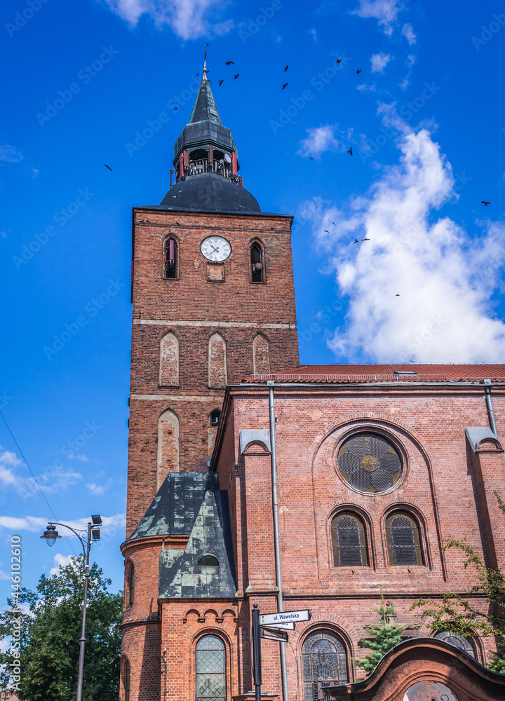 Obraz premium Exterior of St John Roman Catholic Church in Biskupiec town, Warmia region, Poland