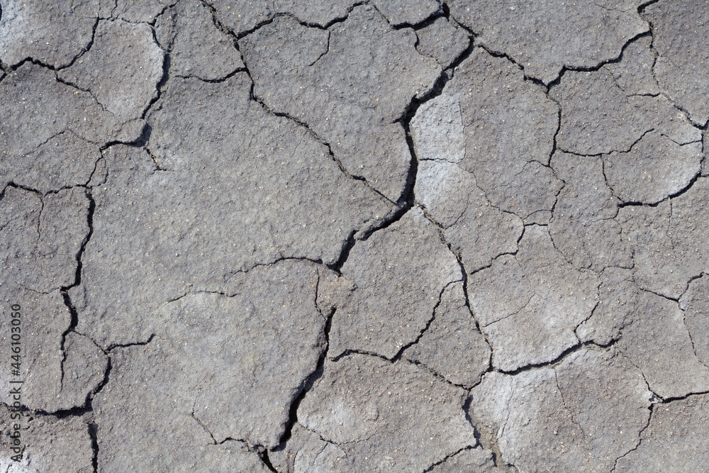 A dry, lifeless, barren clay land cracked in the African desert during global warming and climate change. A hot surface during drought is destroyed, eroded and textured. Copy space, background. A dry, lifeless, barren clay land cracked in the African desert during global warming and climate change. A hot surface during drought is destroyed, eroded and textured. Copy space, background.