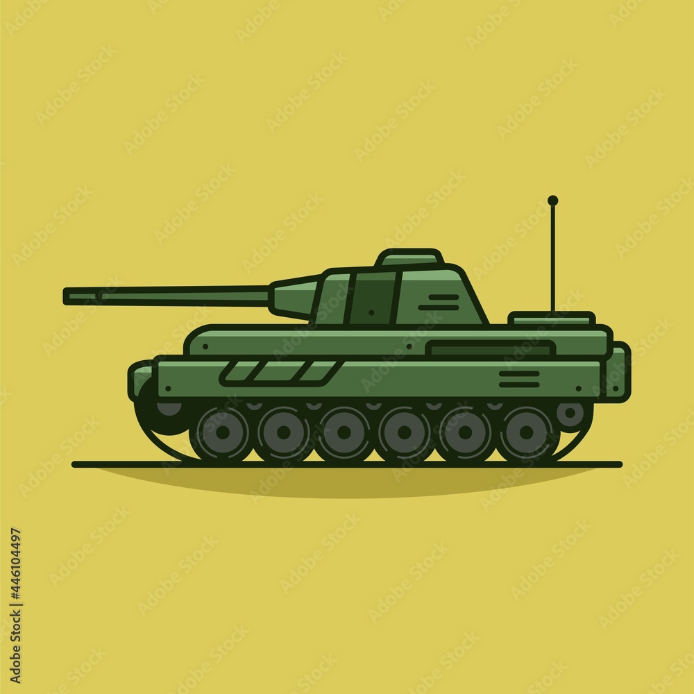 Military tank vector icon illustration. Military vehicle vector