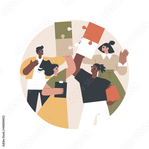 Collaboration abstract concept vector illustration. Working team collaboration, enterprise cooperation, colleagues mutual assistance, business meeting, effective communication abstract metaphor.