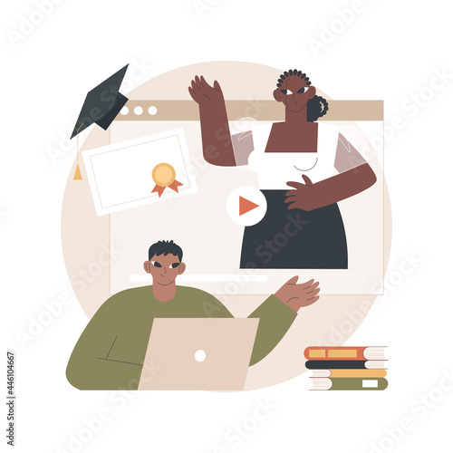Online courses abstract concept vector illustration. Free online courses, certificate diploma, business school, digital education, elearning, watching webinar, training courses abstract metaphor.