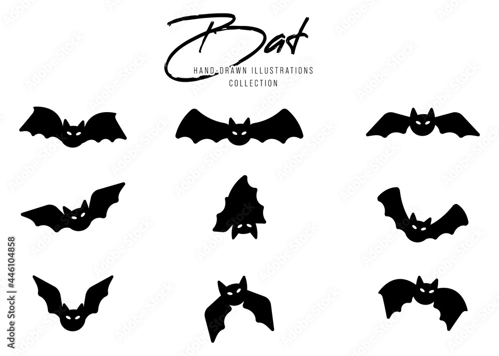 Naklejka premium Black silhouettes of bats for halloween