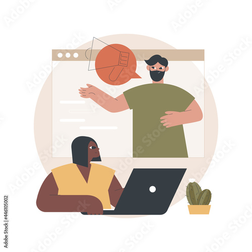 About us abstract concept vector illustration. Website menu, company information, corporate history and philosophy, starting web page, who we are, UI element, business profile abstract metaphor.