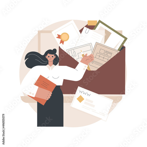 Portfolio abstract concept vector illustration. Project portfolio, service catalog, product presentation, get to know our work, web element, professional website, menu bar abstract metaphor.