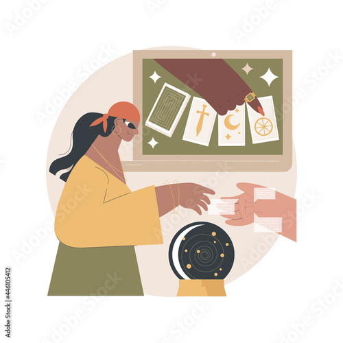 Fortune telling abstract concept vector illustration. Fortune teller online, tarot reading services, crystal ball future prediction, numerology specialist, palmist practice abstract metaphor.