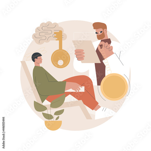 Hypnosis practice abstract concept vector illustration. Altered state of mind, hypnosis treatment services, psychiatry practice, reduced peripheral awareness, medical trance abstract metaphor.