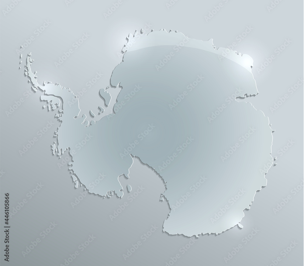 Antarctica map glass card paper 3D blank