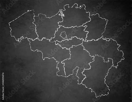 Belgium map administrative division, separates regions, design card blackboard chalkboard blank