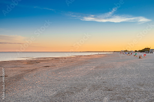 Parnu beach in Estonia during sunny summer sunset