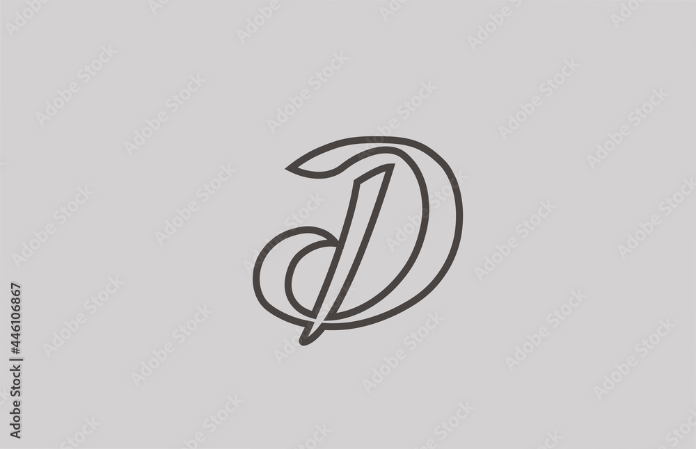 D grey line alphabet letter logo for business and corporate. Creative template icon design for lettering and company