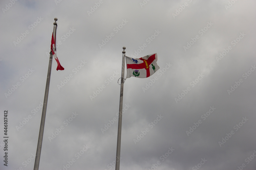 Canadian and Montreal flags
