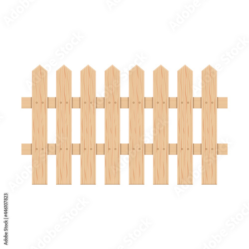 Wooden garden fence of planks on white background, vector illustration