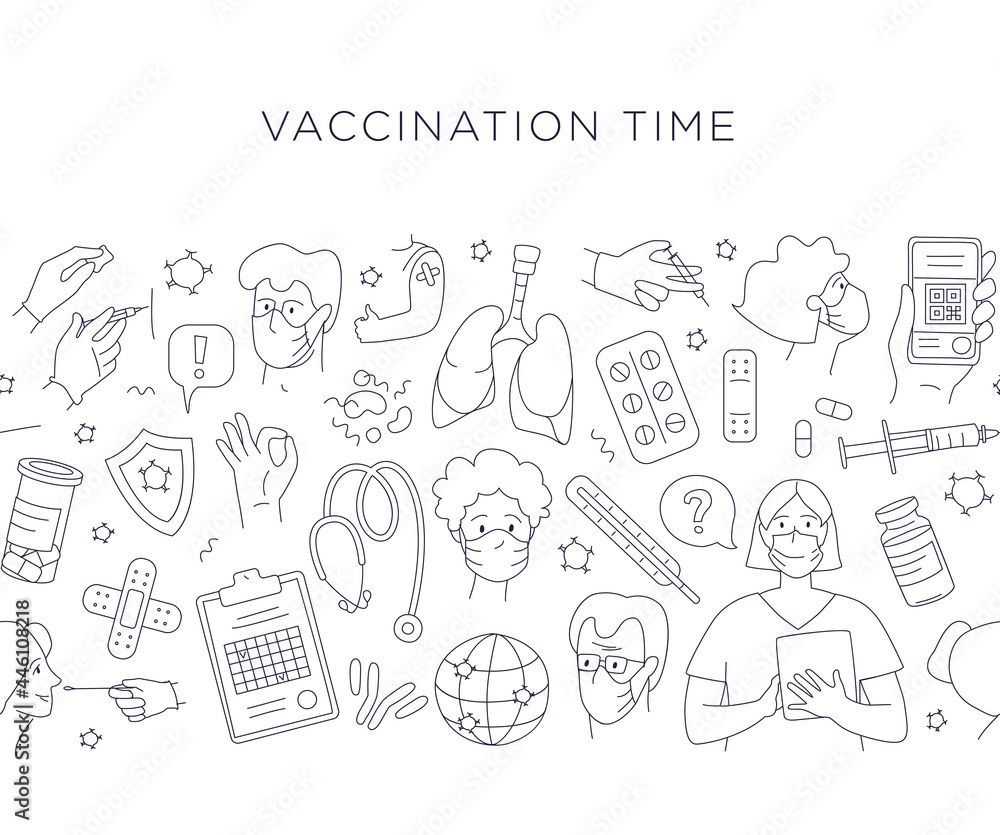 Time for vaccination. Patients at the doctor in the hospital are vaccinated