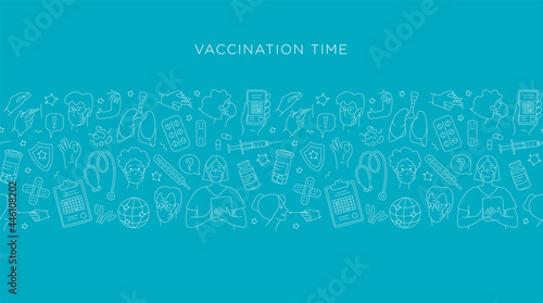 Time for vaccination. Patients at the doctor in the hospital are vaccinated