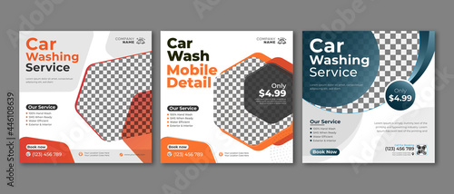 Car wash social media template set | Modern Car washing service template set