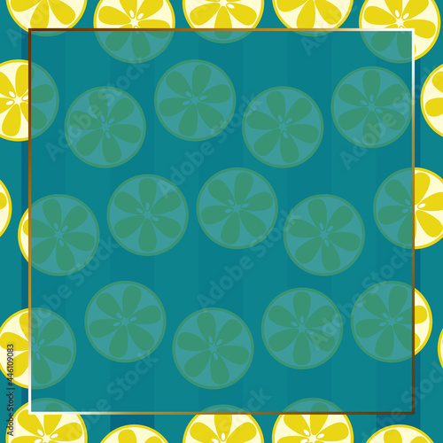 レモンの背景C 正方形 ゴールド枠