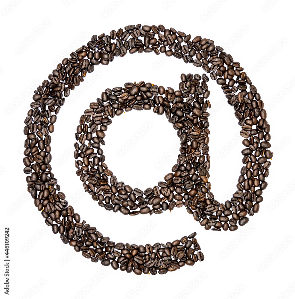 Obraz premium At Sign Coffee Beans Symbol @