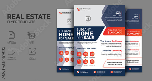Modern Creative Real Estate Flyer Template | Real Estate Marketing Poster | Modern Leaflet Design Vector | property sale flyer