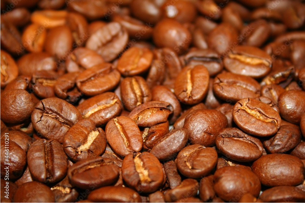 Cereal coffee in bulk on a black background. Cereal coffee in bulk on a black background.