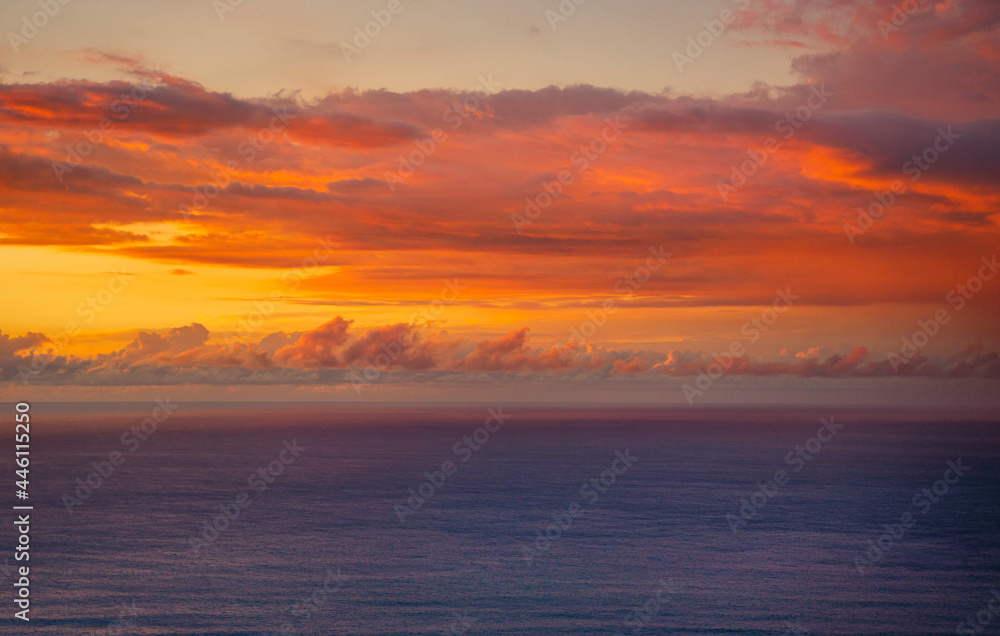 Sunset over the ocean in Hawaii