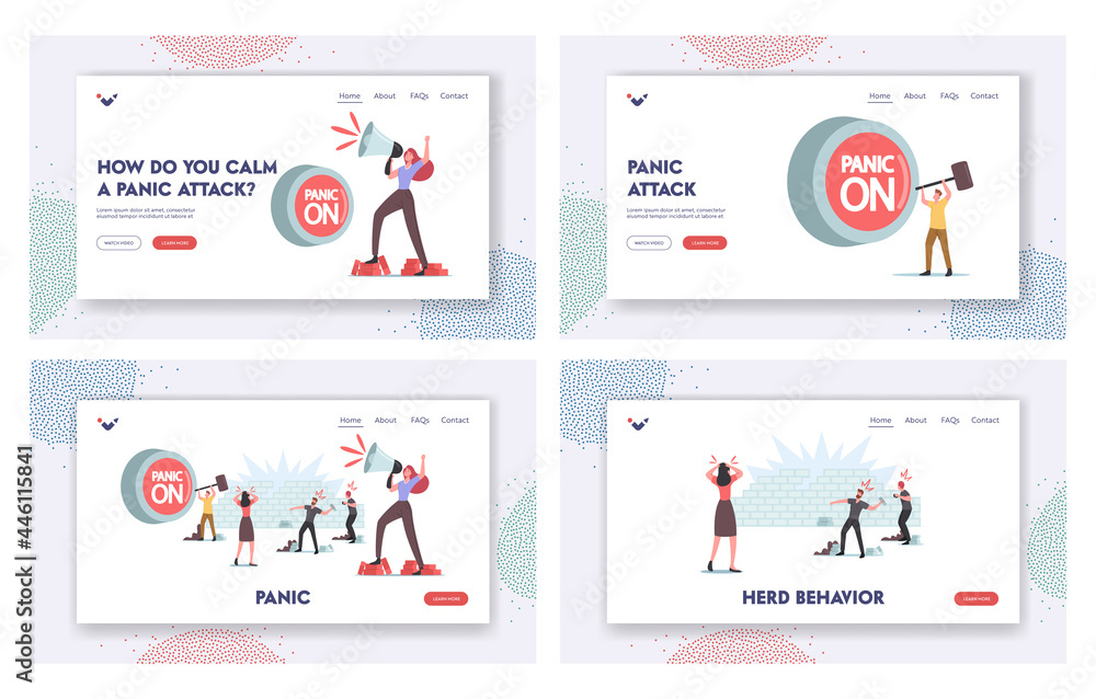 Panic Throw Panic, Violence, Aggressive Behavior Landing Page Template Set ...