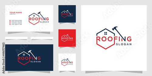 Home roofing logo and business card template