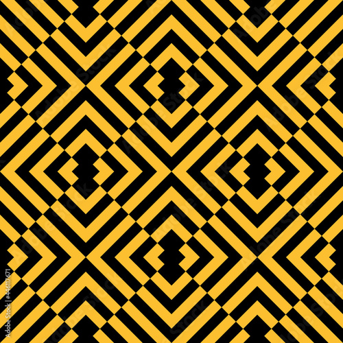 The geometric background pattern of abstract square tile pattern with 3d illusion detail colored in spectra yellow and black suitable for pattern elements and surface design. EPS8 vector.
