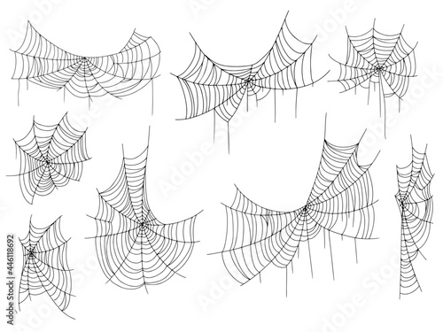 Beautiful spider web. Halloween decor. Decoration for the holiday. Vector illustration isolated on background. photo