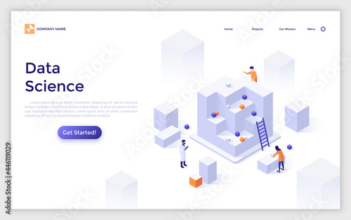 Vector Isometric Landing Page Template
