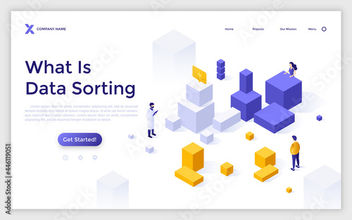 Vector Isometric Landing Page Template