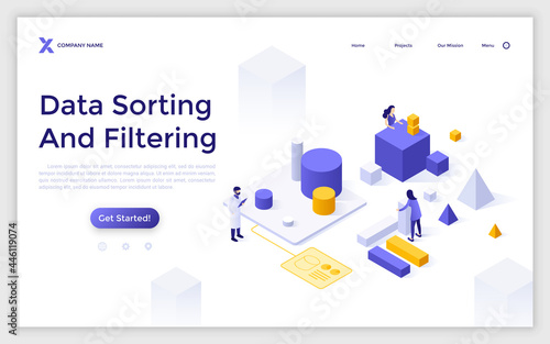 Vector Isometric Landing Page Template