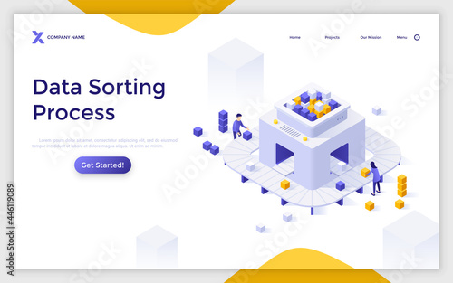 Vector Isometric Landing Page Template