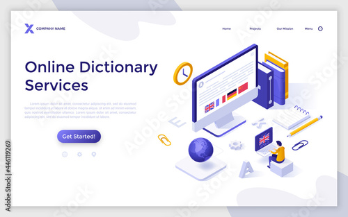 Vector Isometric Landing Page Template