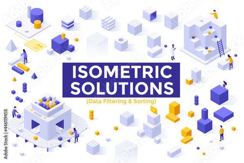 Vector Isometric Landing Page Template