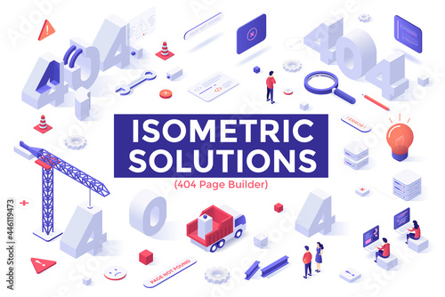 Vector Isometric Landing Page Template
