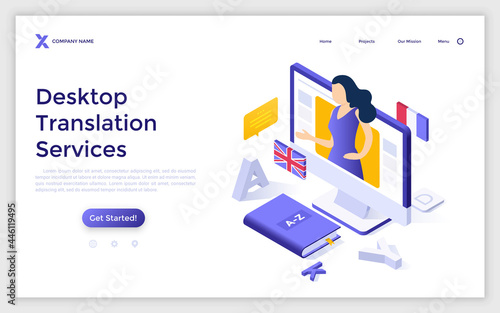 Vector Isometric Landing Page Template