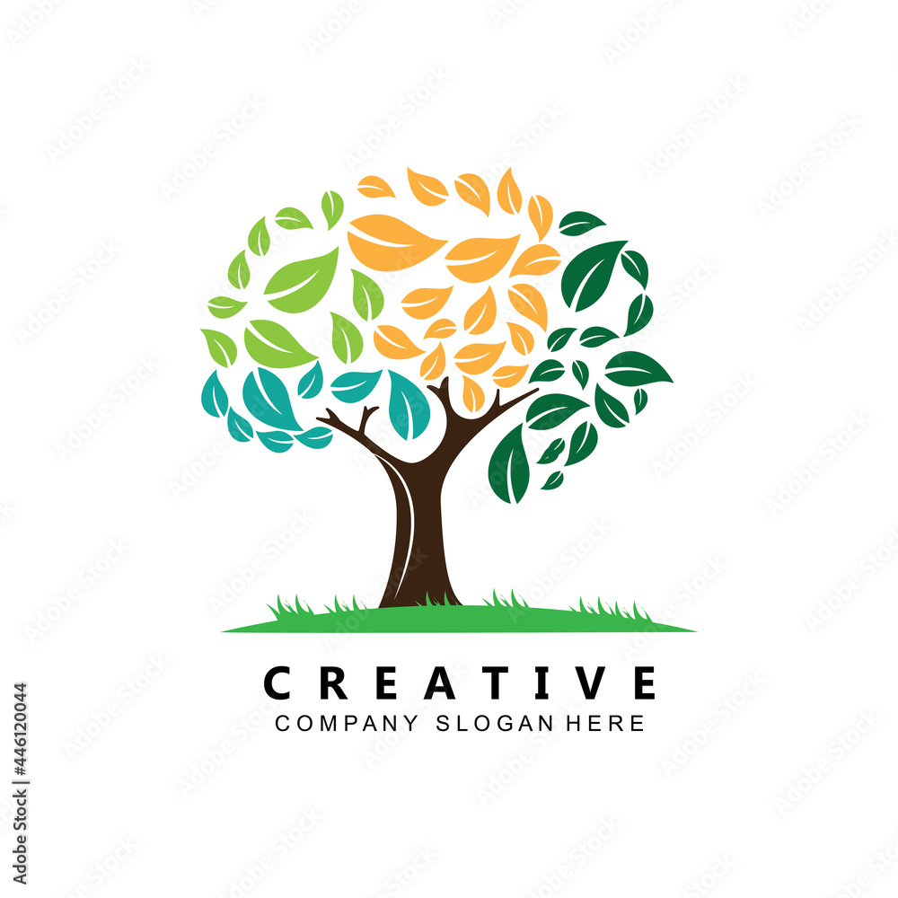 Obraz premium Child care. Tree logo. Educational design .balance and life design. Vector illustration