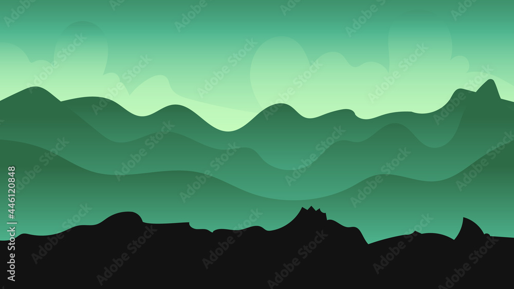 The mountain ranges overlap at dawn, Illustration Vector EPS 10