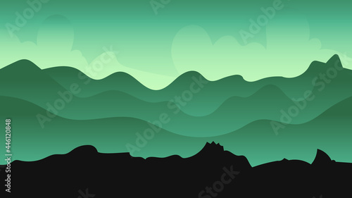 The mountain ranges overlap at dawn, Illustration Vector EPS 10
