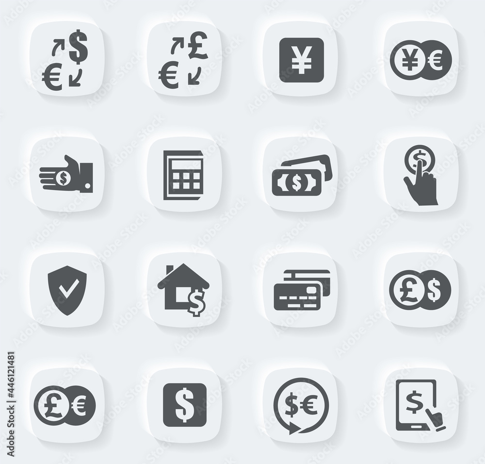 Currency exchange icons set Currency exchange icons set