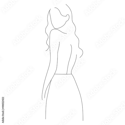 Woman in  minimal  line art style. 