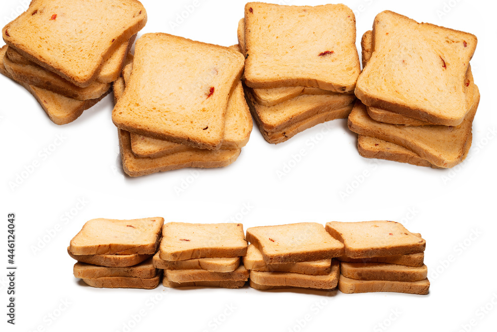 Delicious bread slices isolated on a white background. Delicious bread slices isolated on a white background.