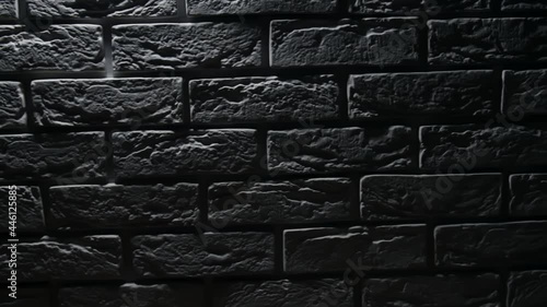 Black brick wall backgrounds, brick room, interior texture, wall background. Horror concept