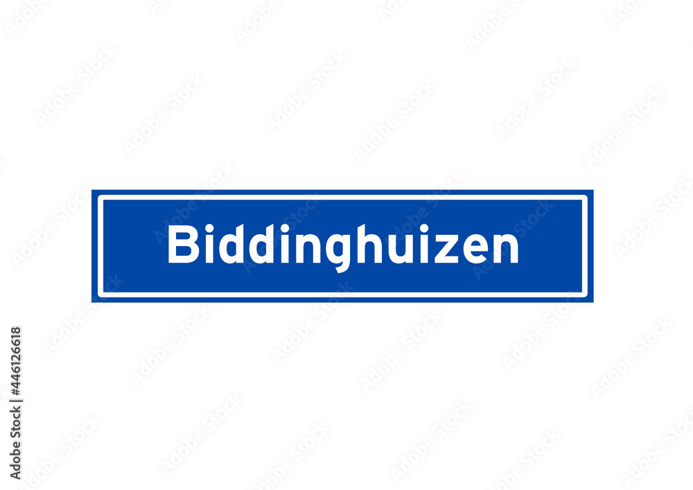 Biddinghuizen isolated Dutch place name sign. City sign from the Netherlands.