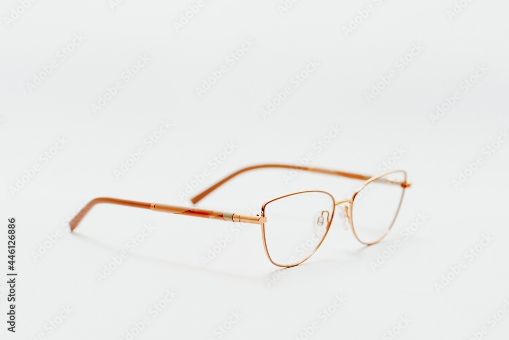 isolation glasses on white background. black and white combination oval eyeglass frames. oval eye glasses frame in the photo from above on a white background isolation glasses on white background. black and white combination oval eyeglass frames. oval eye glasses frame in the photo from above on a white background