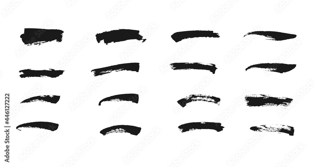 Ink Brush strokes vector collection. Set of grunge freehand elements